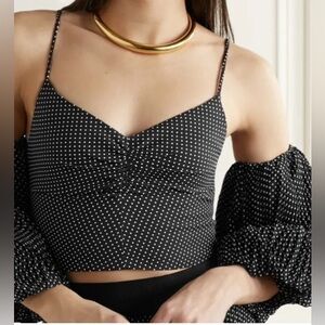 Alice + Olivia Polka Dot Print Off-The-Shoulder Crop Top - Size Large